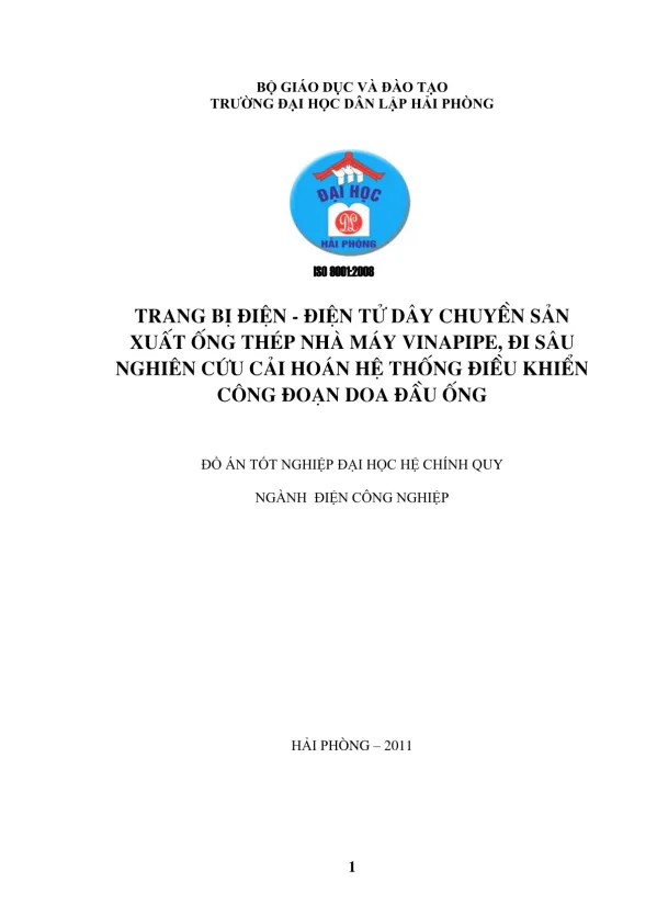 TRANG BÞ §IÖN - §IÖN Tö D¢Y CHUYÒN S¶N XUÊT èNG THÐP NHµ M¸Y VINAPIPE, §I S¢U NGHI£N CøU C¶I HO¸N HÖ THèNG §IÒU KHIÓN