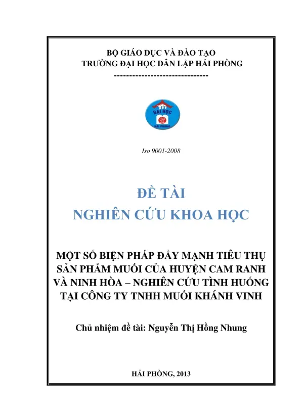 TẠI CÔNG TY TNHH MUỐI KHÁNH VINH