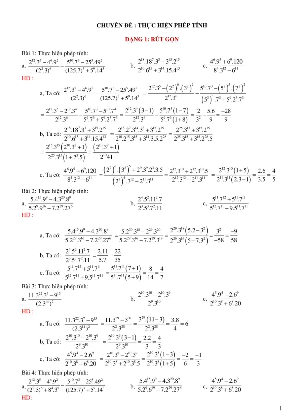 Chuyên đề thực hiện phép tính bồi dưỡng học sinh giỏi Toán 6 - 7 - THCS.TOANMATH.com