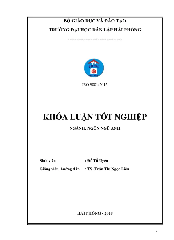 A STUDY ON TRANSLATING LYRICS OF SOME COMMON ENGLISH SONGS INTO VIETNAMESE