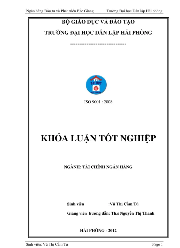 GIẢI PHÁP NÂNG CAO HIỆU QUẢ CHO VAY TIÊU DÙNG TẠI NGÂN HÀNG ĐẦU TƯ VÀ PHÁT TRIỂN