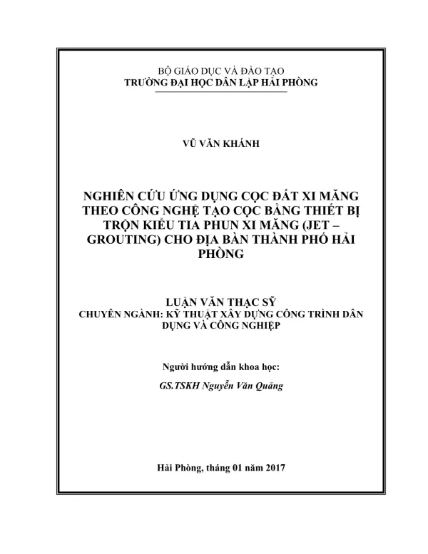 NGHIÊN CỨU ỨNG DỤNG CỌC ĐẤT XI MĂNG THEO CÔNG NGHỆ TẠO CỌC BẰNG THIẾT BỊ