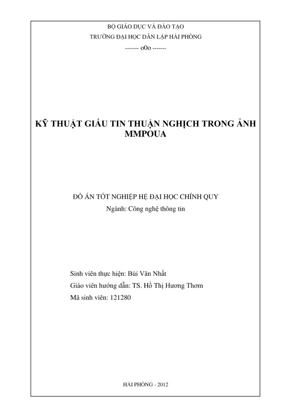 KỸ THUẬT GIẤU TIN THUẬN NGHỊCH TRONG ẢNH MMPOUA