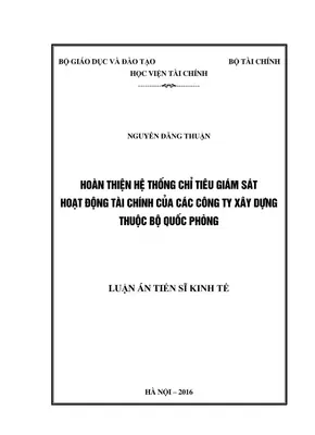 Chỉ tiêu giám sát tài chính công ty xây dựng