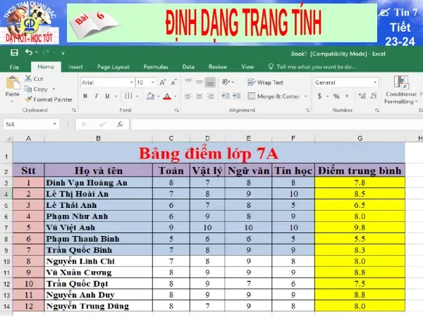 1./ Định dạng phông chữ, cỡ chữ, kiểu chữ và màu chữ: