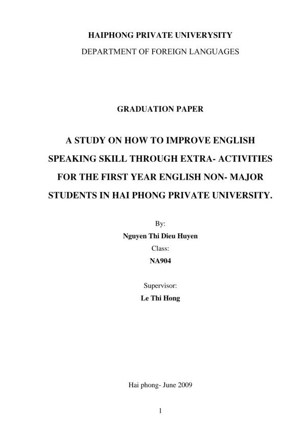 speaking skill through extra- activities for the first year english non- major students in hai phong private university.