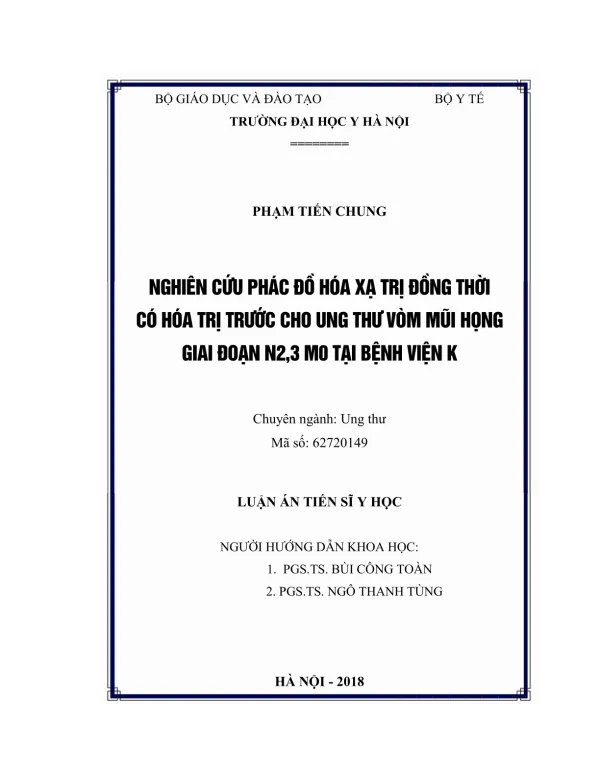 NGHI£N CøU PH¸C §å HãA X¹ TRÞ §åNG THêI Cã HãA TRÞ TR¦íC CHO UNG TH¦ VßM MòI HäNG