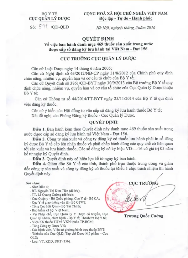Can cu Thong t u s6 44/2014/TT-BYT ngay 25/11/2014 cua Bo Y t8 qui dinh viec dang Icy thuoc,