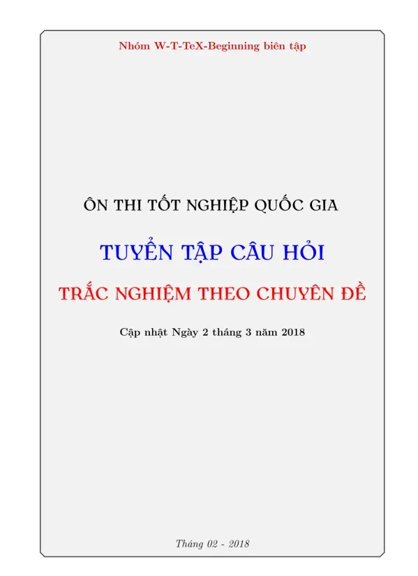 Tuyển tập câu hỏi trắc nghiệm theo chuyên đề ôn thi tốt nghiệp Quốc gia - Thư viện tải tài liệu ôn thi THPT Quốc Gia