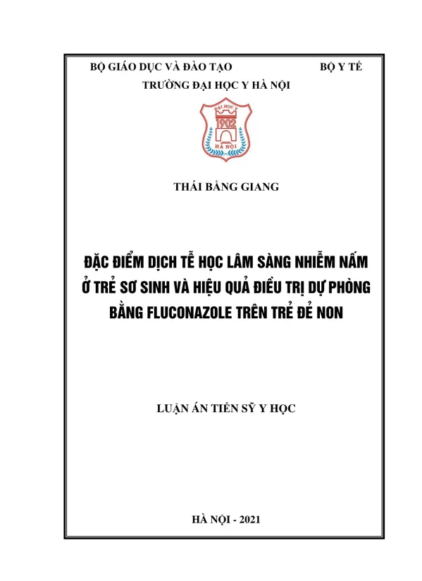 đặc điểm dịch tễ học lâm sàng nhiễm nấm ở trẻ sơ sinh và hiệu quả điều trị dự phòng