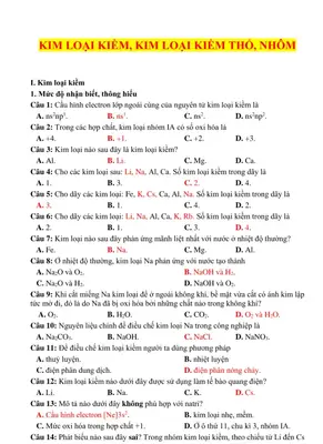 Kim loại kiềm: Lý thuyết & Bài tập