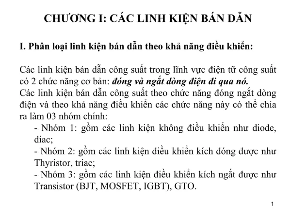 CHƯƠNG I: CÁC LINH KIỆN BÁN DẪN